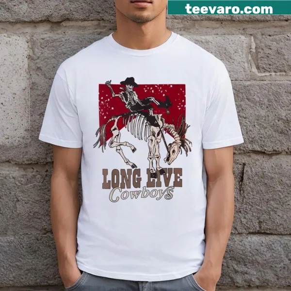 Cowboy skeleton graphic on a country-themed t-shirt for women