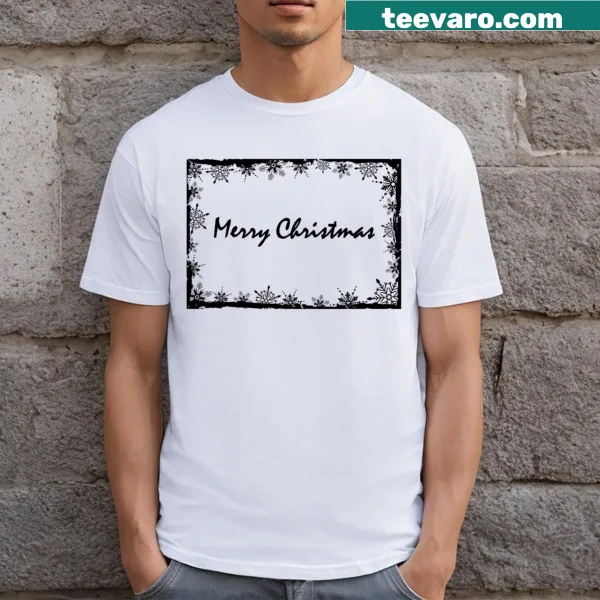 T-shirt with 'Merry Christmas' inscription in decorative frame