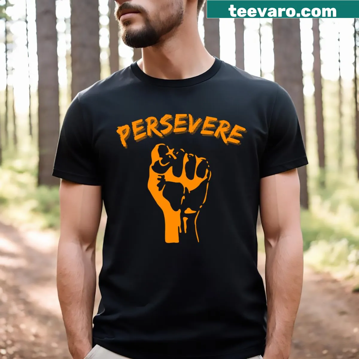 Inspirational 'Persevere' graphic T-shirt — on a men's t-shirt