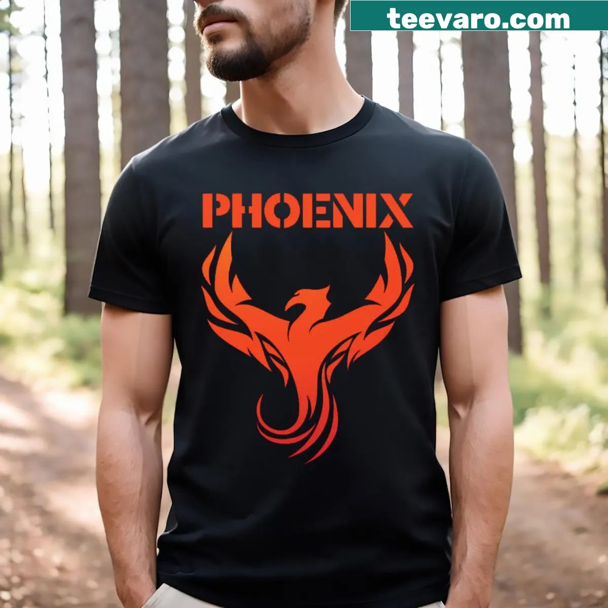 Illustration of a Phoenix on a t-shirt symbolizing rebirth — on a men's t-shirt