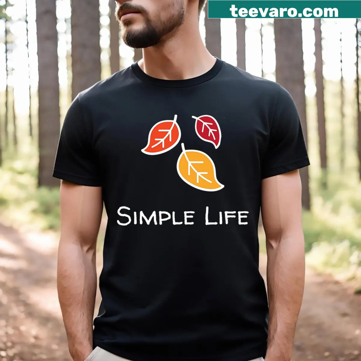Artistic design of autumn leaves on a T-shirt — on a men's t-shirt