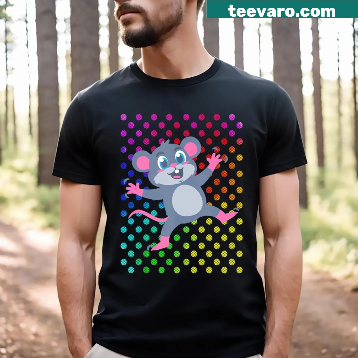 Spotty t-shirt supporting Children In Need 2023 initiative — on a men's t-shirt