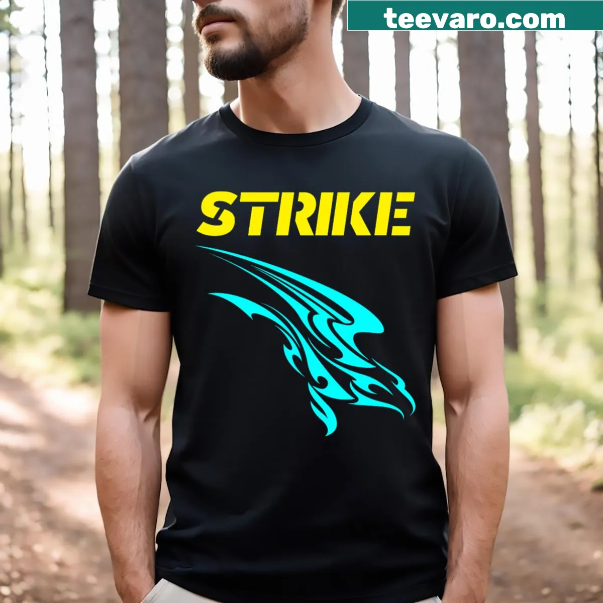 Illustration of a diving bird on a T-shirt — on a men's t-shirt