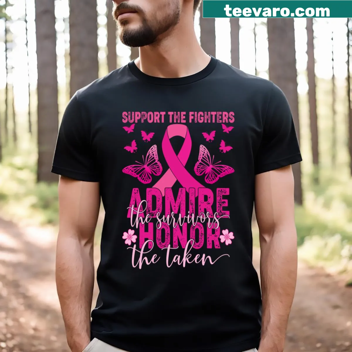 Inspirational saying on a T-shirt honoring fighters, survivors, and the taken — on a men's t-shirt
