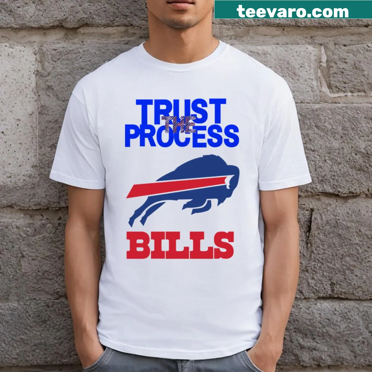 Trust The Process t-shirt with a motivational message — on a men's t-shirt