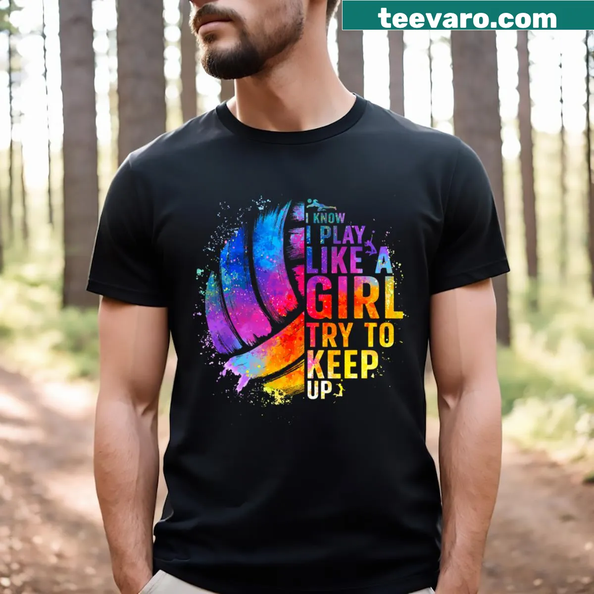 Dynamic volleyball graphic on T-shirt for teen girls — on a men's t-shirt