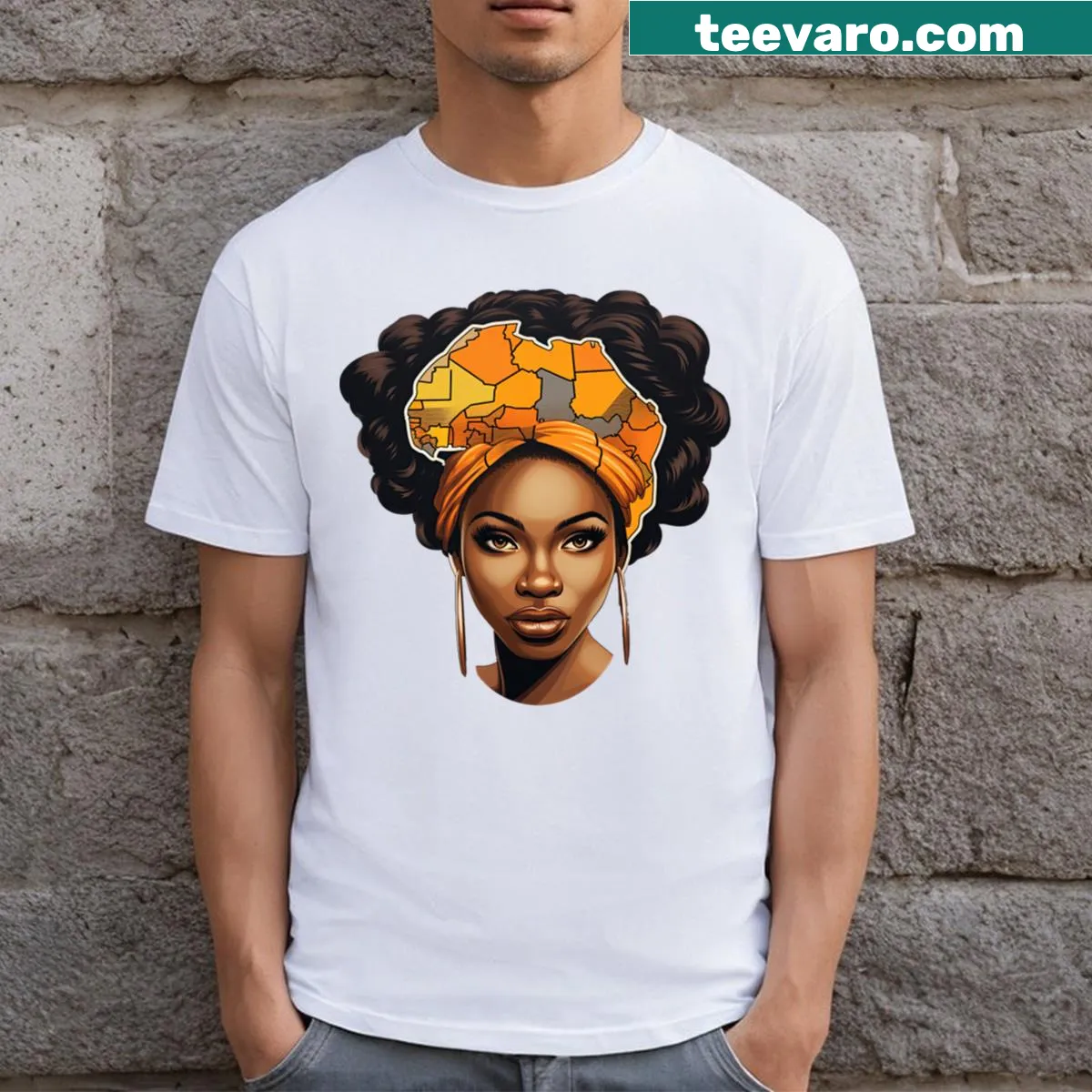 Illustration of an African queen on women's T-shirt — on a men's t-shirt