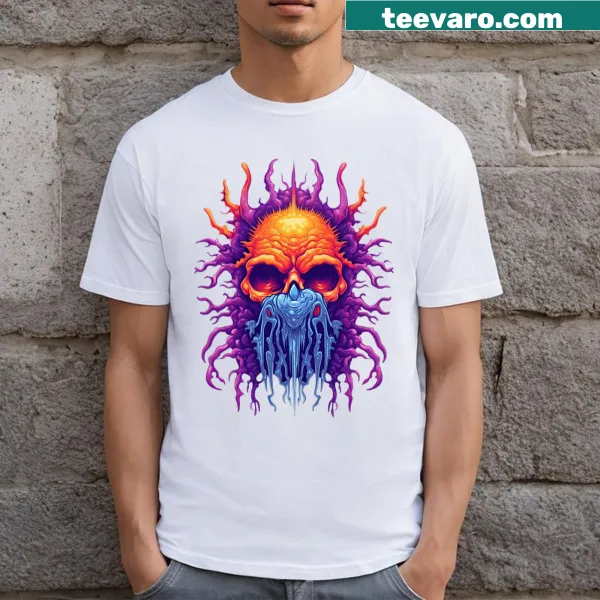 Detailed Alien Skull graphic t-shirt