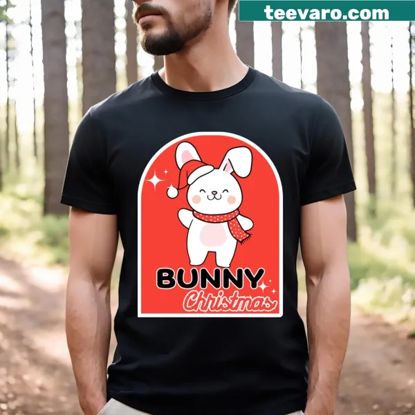 Christmas T-shirt with baby bunny illustration
