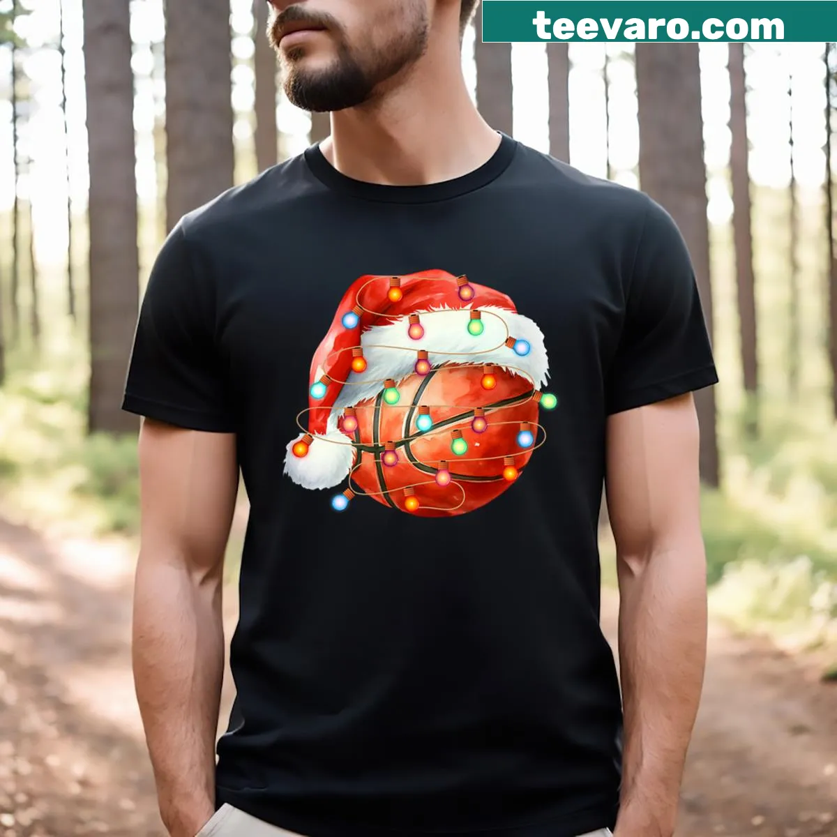 Funny Santa basketball-themed kids T-shirt. — on a men's t-shirt