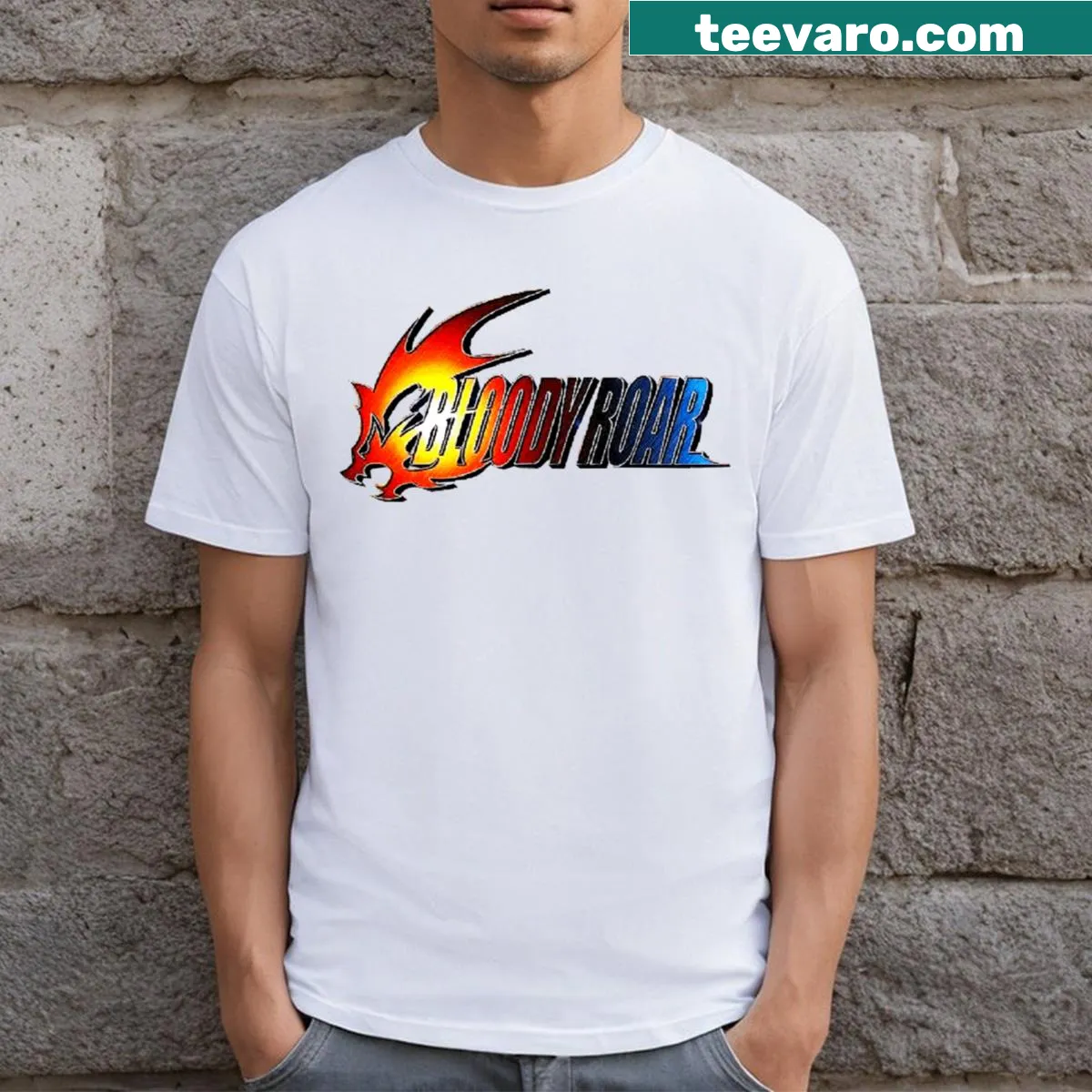 Brawler-themed t-shirt featuring Bloody Roar graphics — on a men's t-shirt
