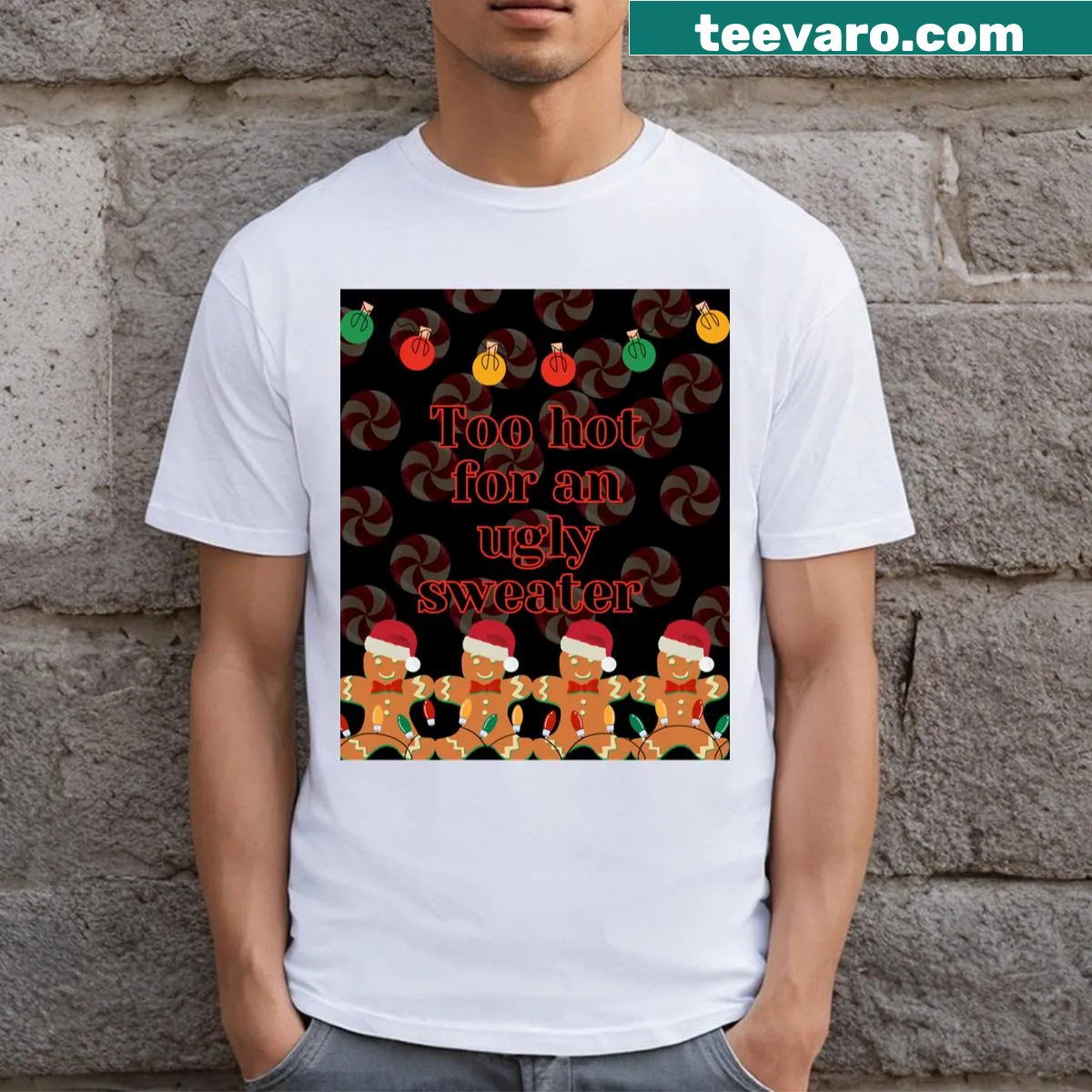 Simple Christmas T-shirt for holiday celebrations — on a men's t-shirt