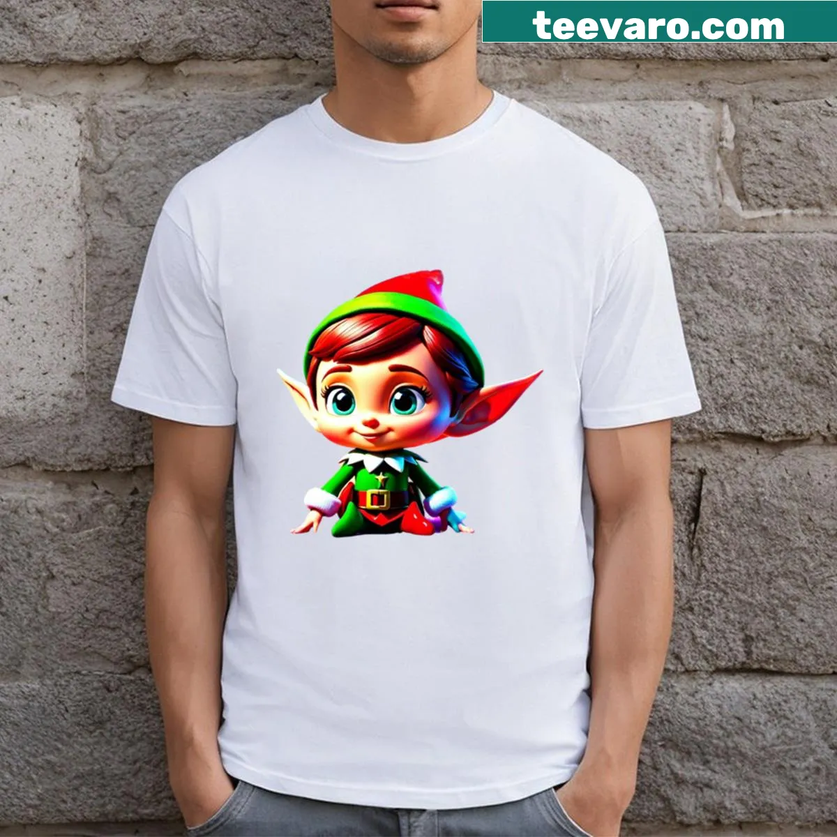Cute Christmas Elf design on a baby t-shirt — on a men's t-shirt