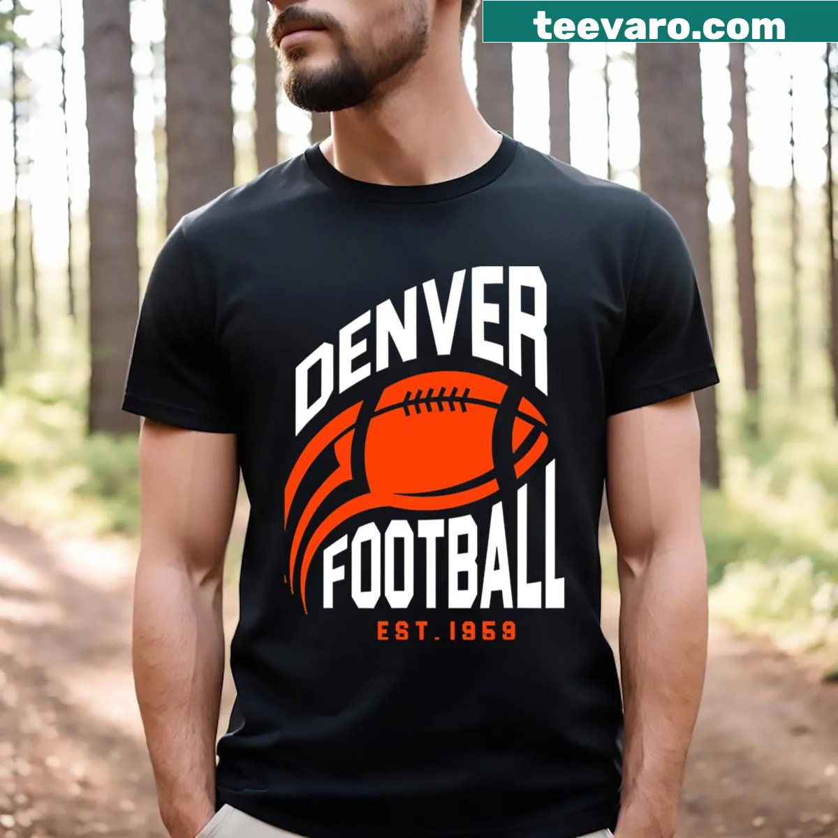 T-shirt commemorating Denver, Colorado, with the Broncos theme — on a men's t-shirt