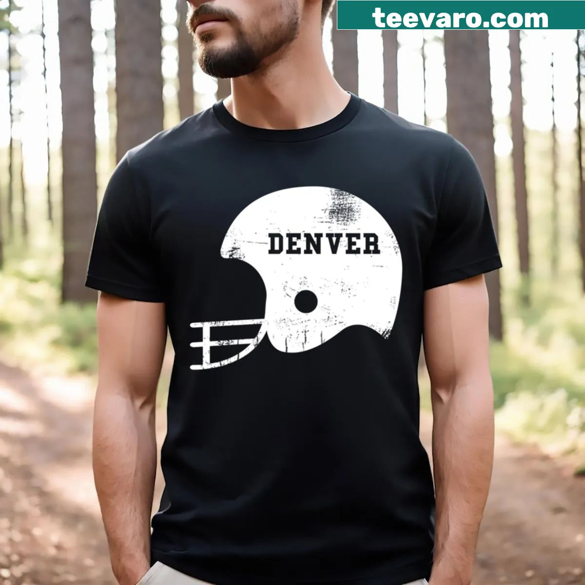 Denver Football fan gear t-shirt with sporty typography — on a men's t-shirt