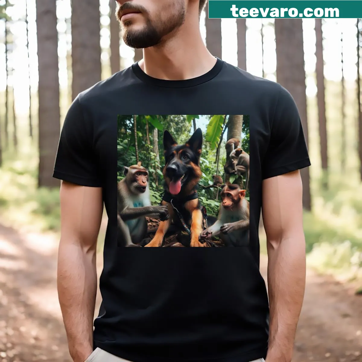 Serene nature-themed shirt featuring a tall tree and whispering breezes — on a men's t-shirt
