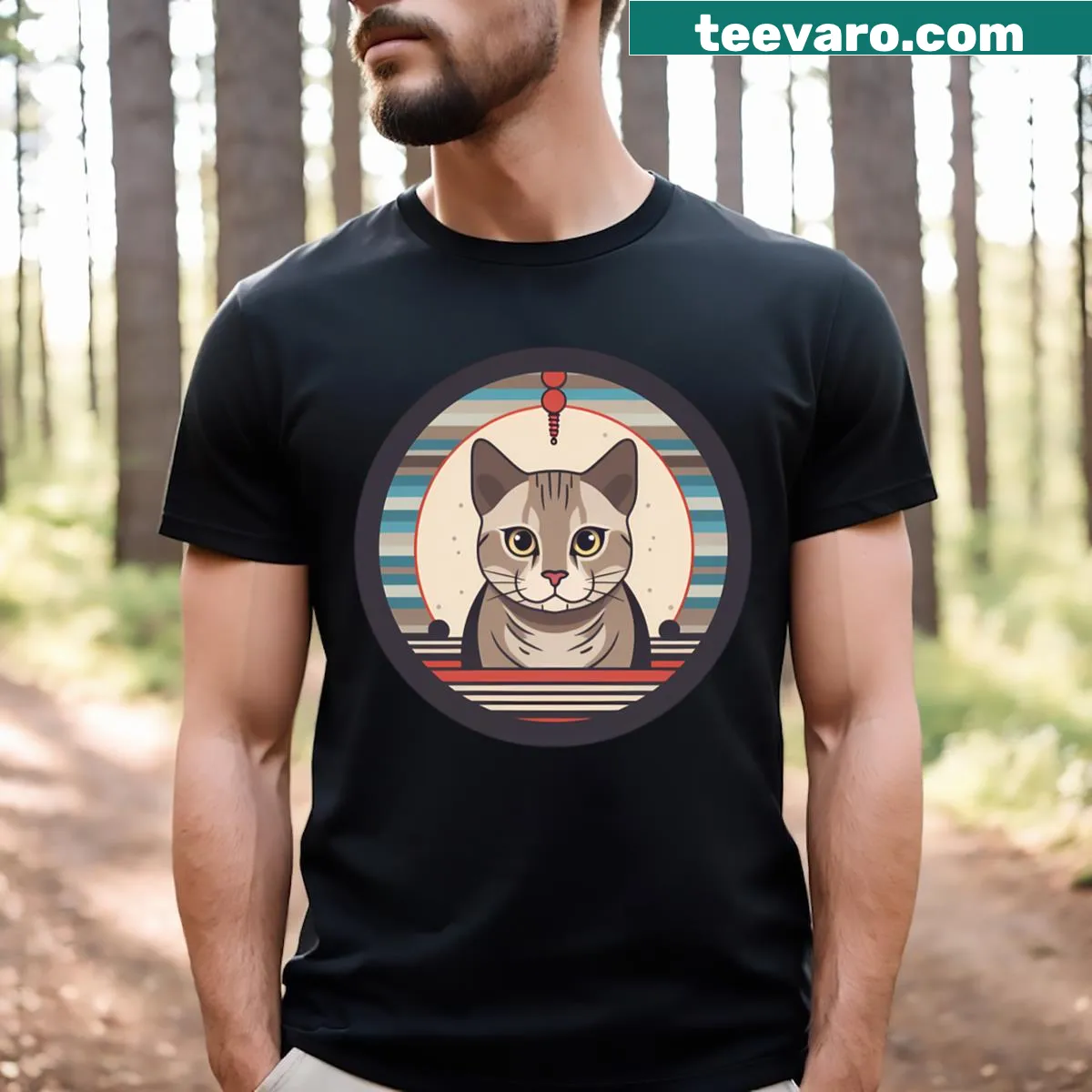 Christmas ornament shirt featuring an Egyptian Mau cat — on a men's t-shirt