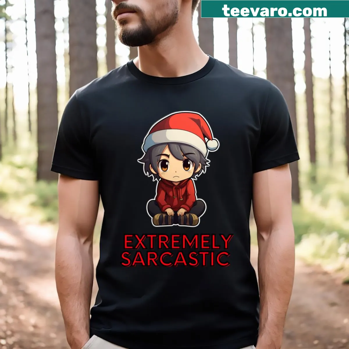 Sarcastic Christmas t-shirt with humorous text — on a men's t-shirt