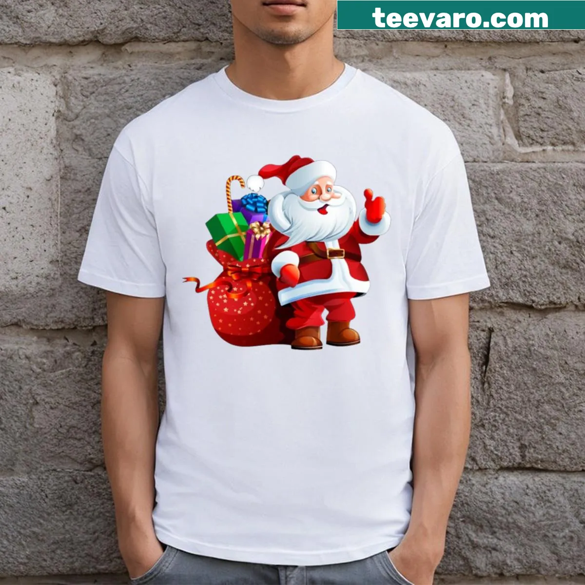 Happy Christmas text design on T-shirt — on a men's t-shirt