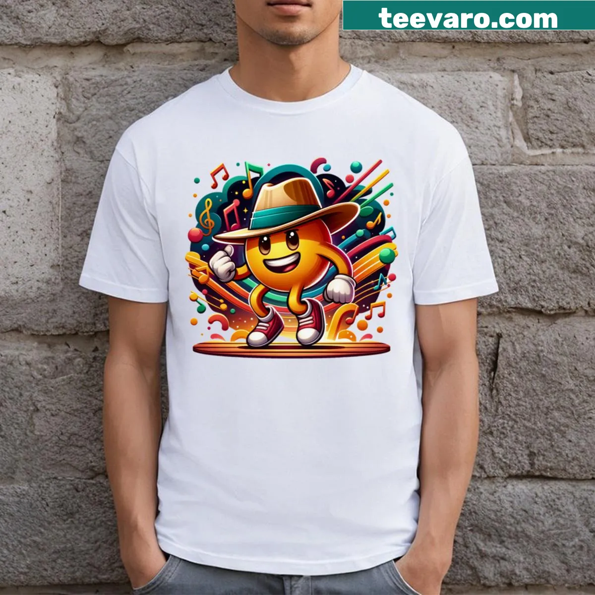 Playful dance-themed t-shirt with the phrase 'Hat's Off To Dance' — on a men's t-shirt