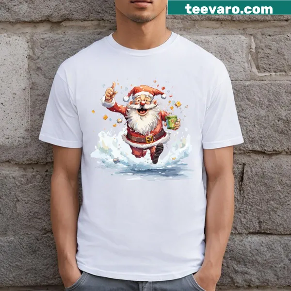 Holiday-themed T-shirt with typography saying Jolly Holiday Cheers