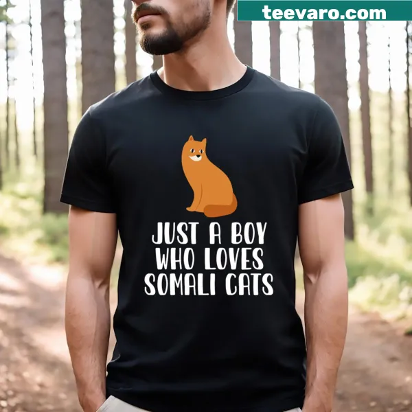 Cute Somali cat graphic on T-shirt for boys