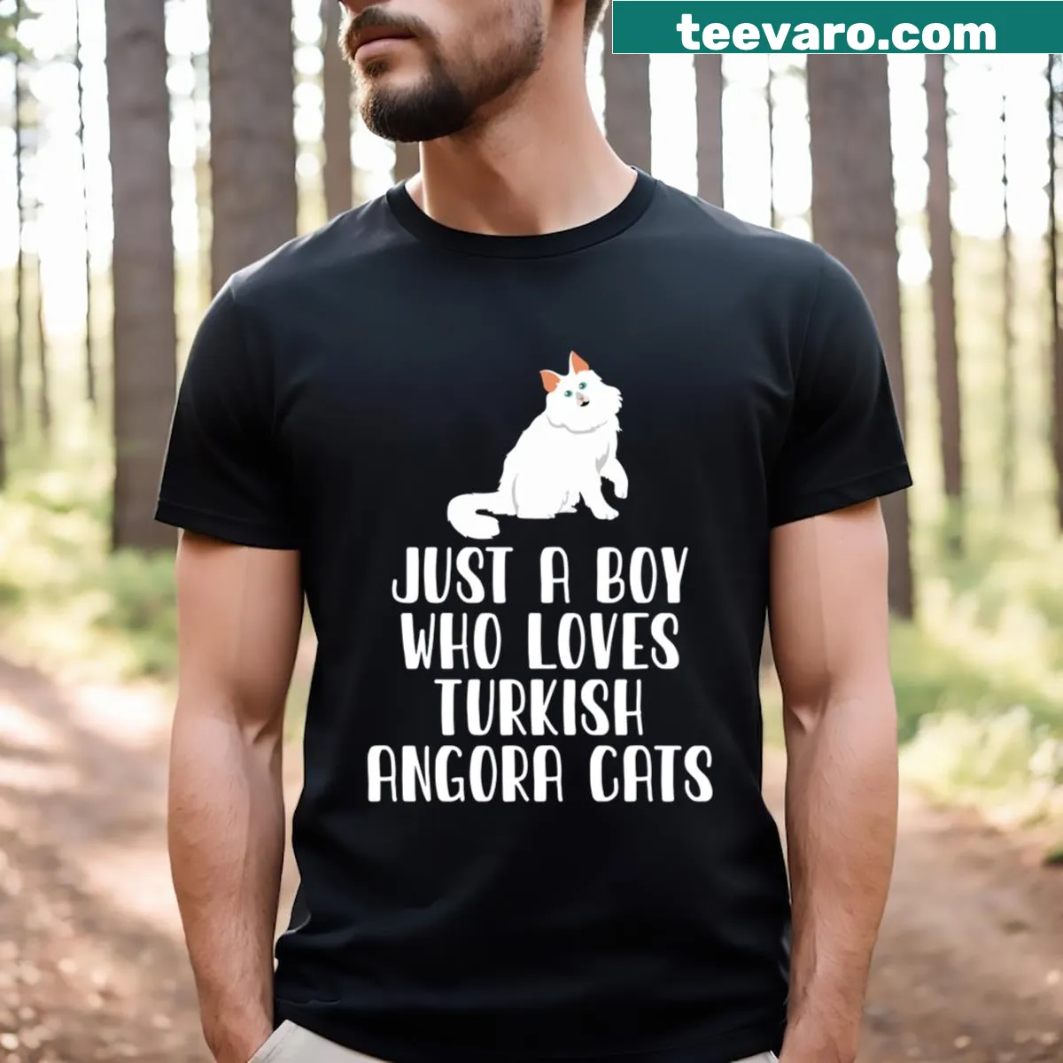 Text T-shirt for boys who love Turkish Angora cats — on a men's t-shirt