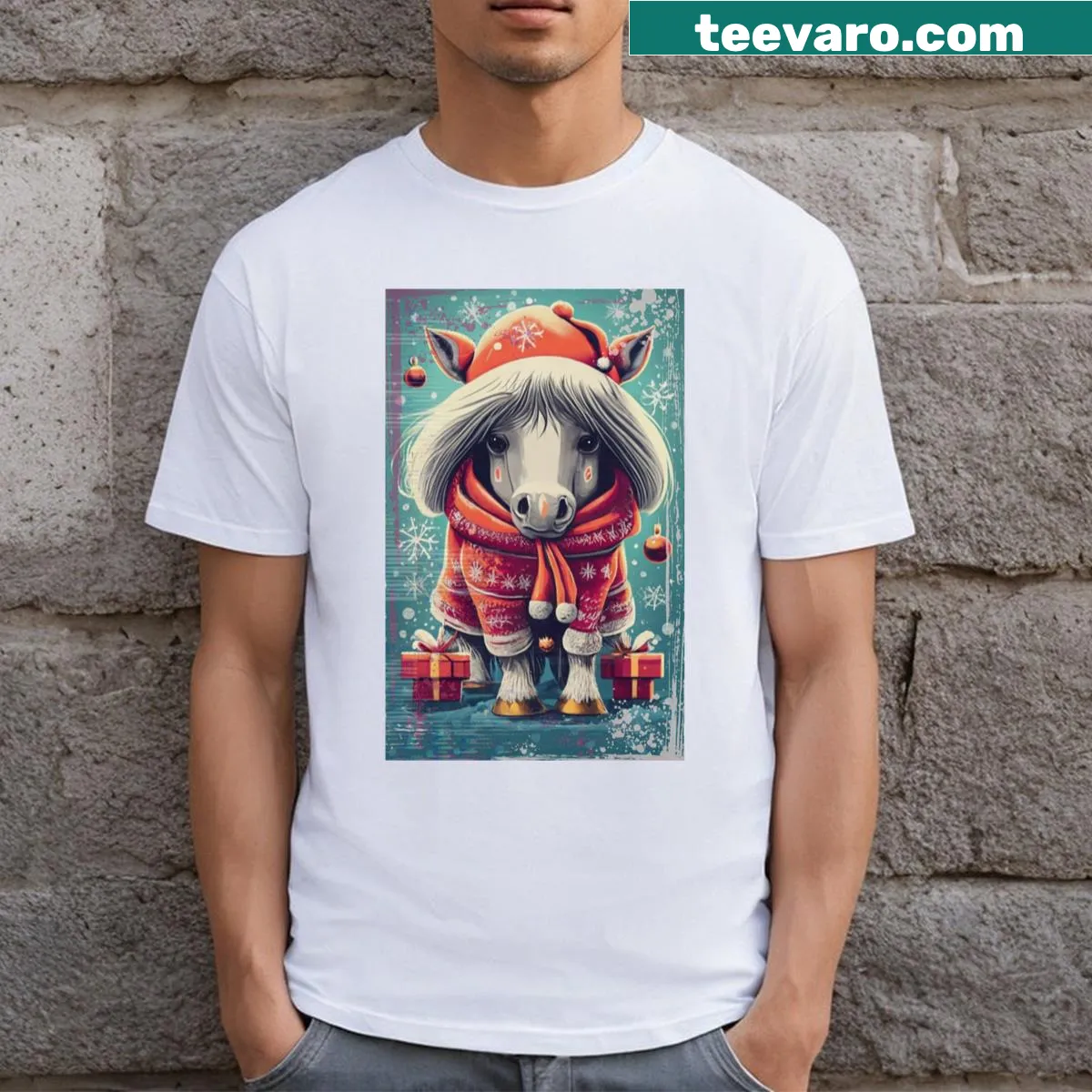 Funny text t-shirt about liking Christmas and the color red — on a men's t-shirt