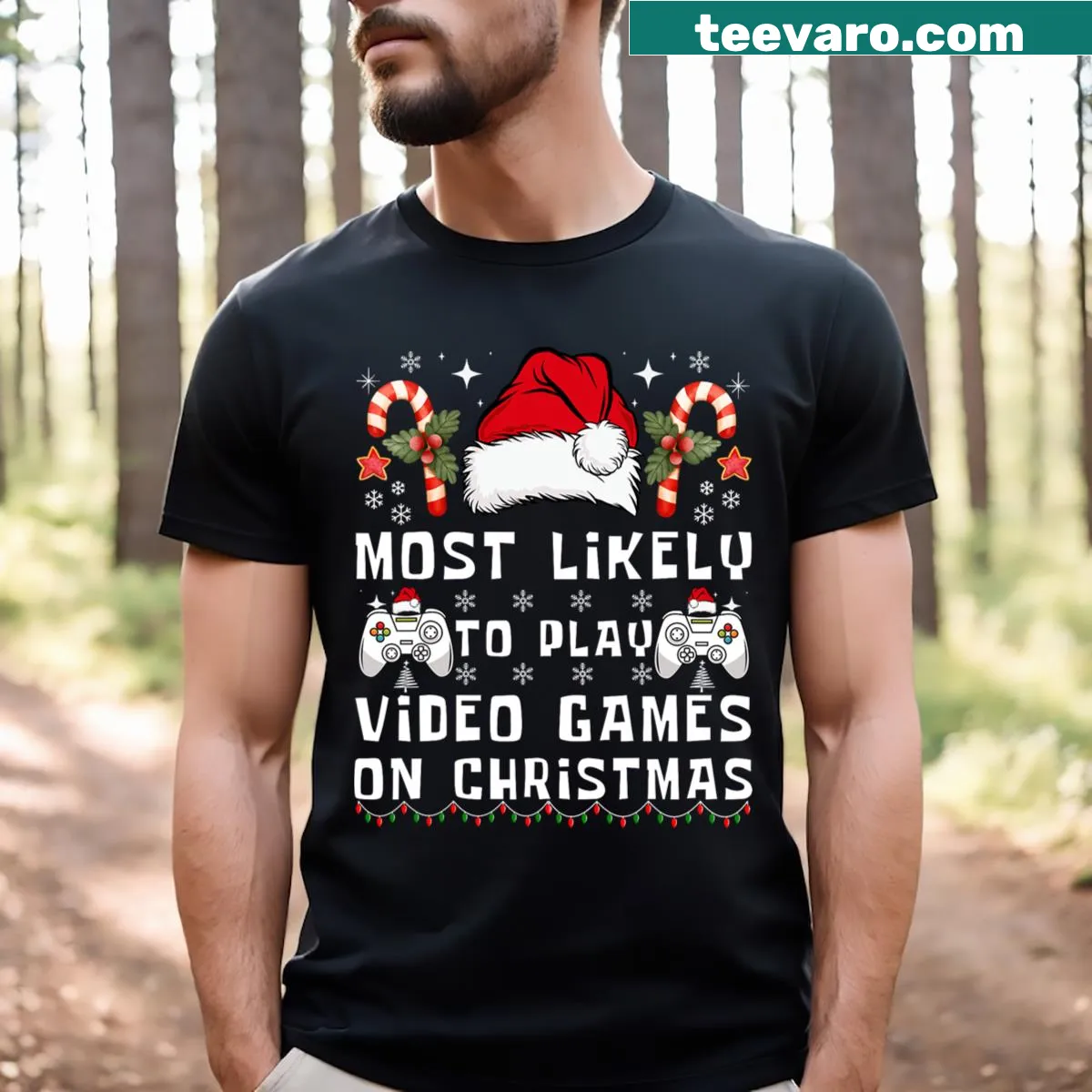 Funny gaming Christmas t-shirt with humorous text — on a men's t-shirt