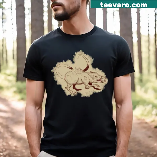 Edgy graphic of a plague rat on a t-shirt