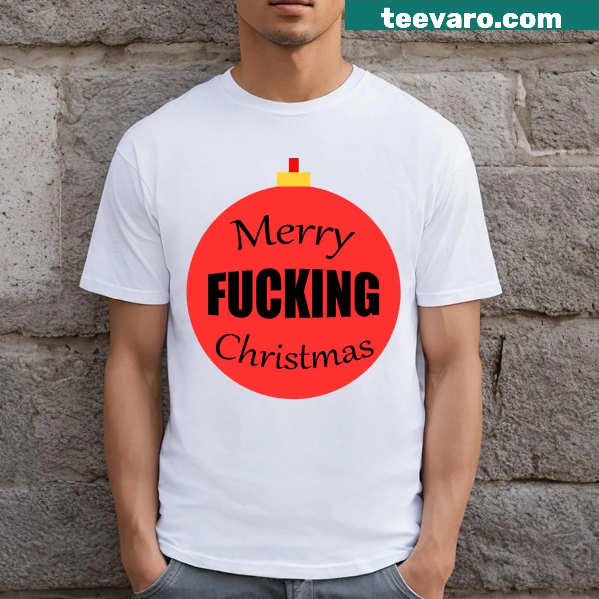 Funny ornament graphic with a cheeky phrase on a T-shirt — on a men's t-shirt