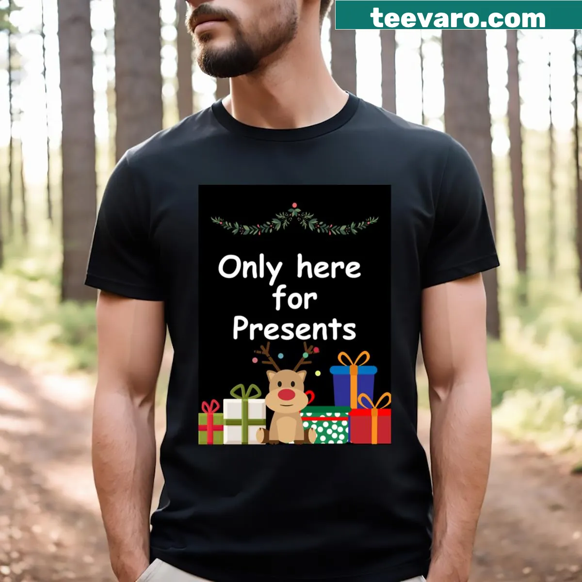 Whimsical illustration of Scrooge on a Christmas t-shirt — on a men's t-shirt