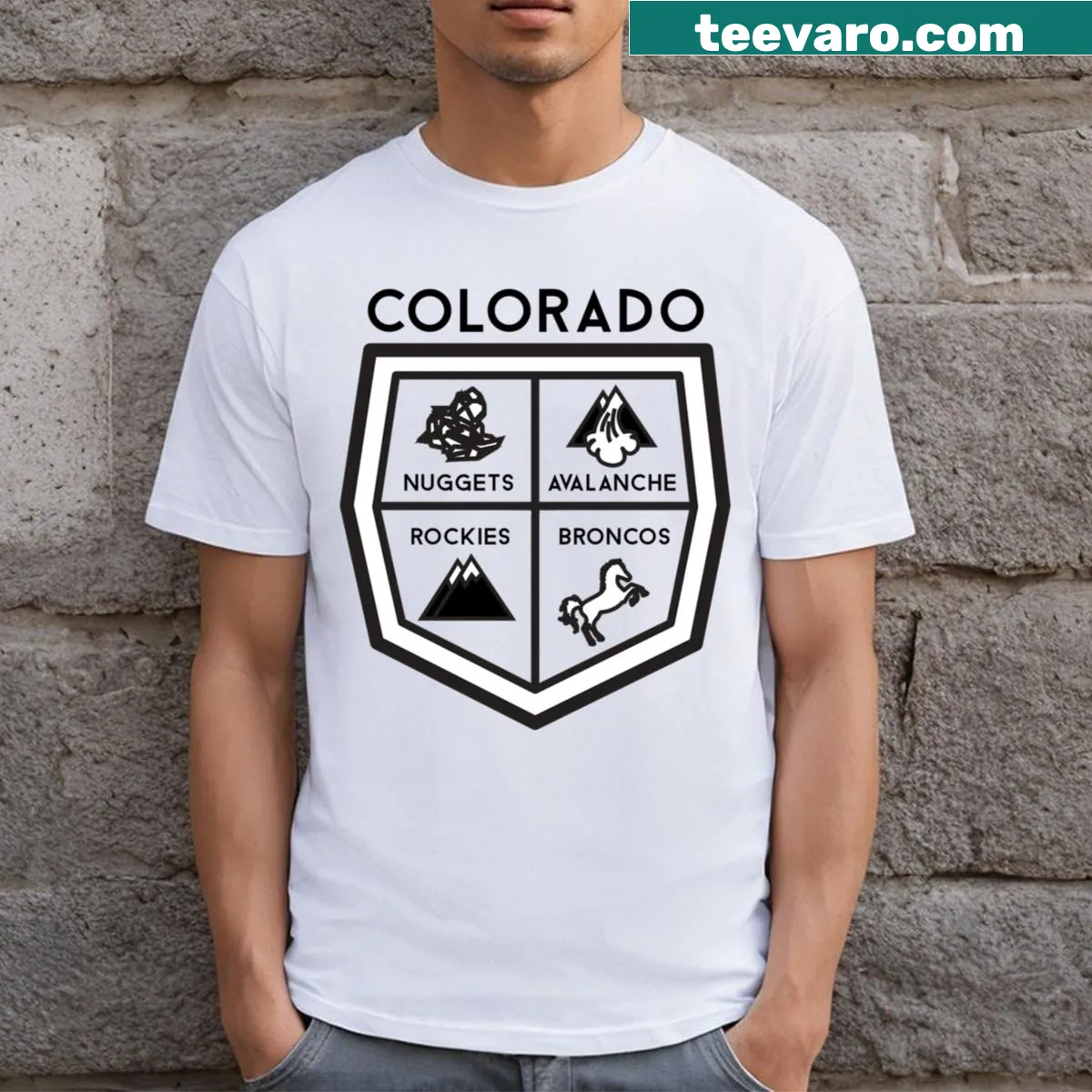 Bold Colorado-themed T-shirt featuring typographic design — on a men's t-shirt