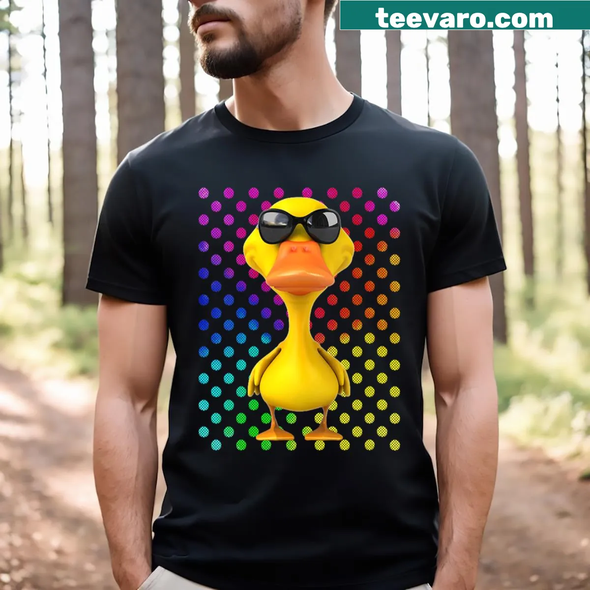 Playful spotty dots design on children's V-neck T-shirt — on a men's t-shirt