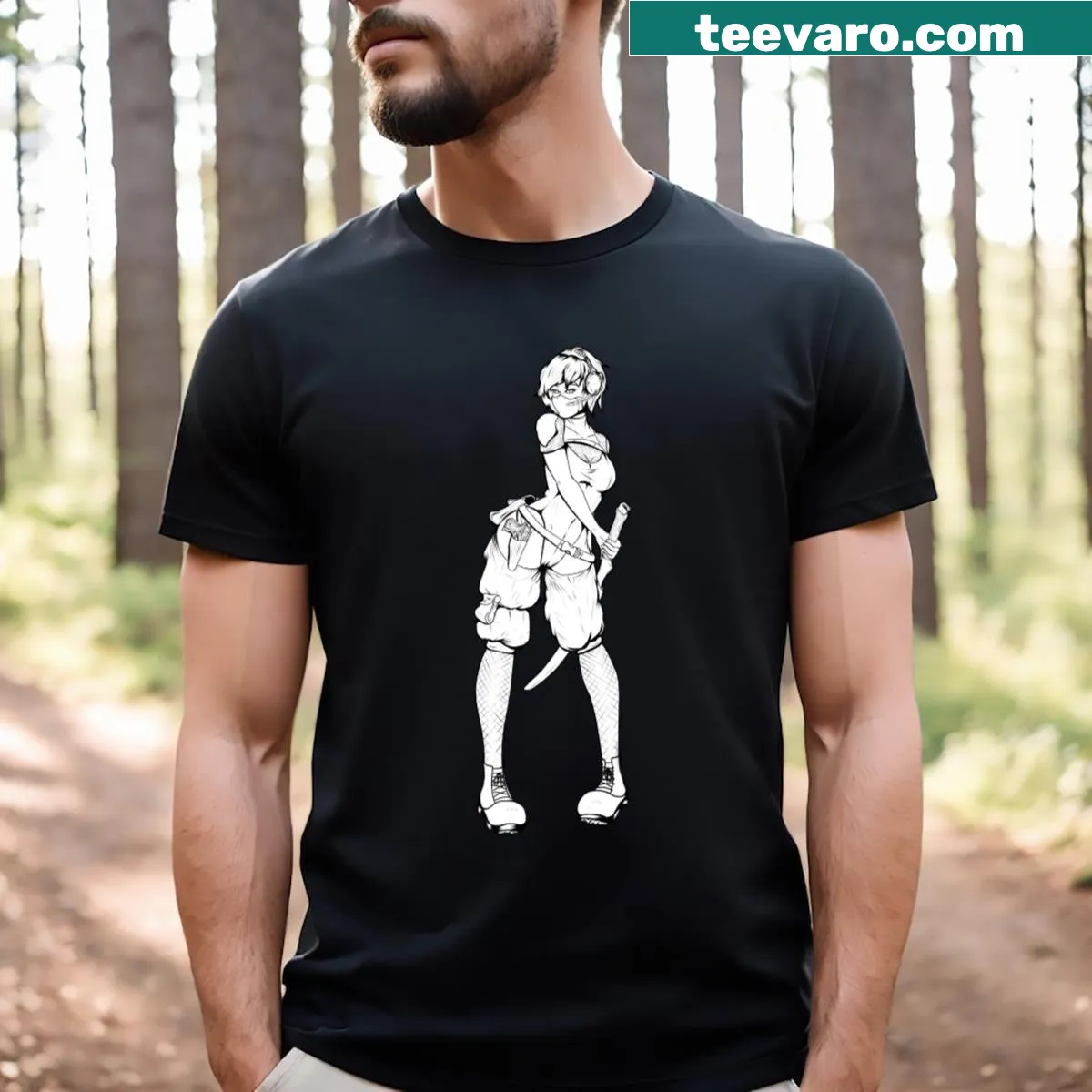 Illustration of a samurai in an urban style on a t-shirt — on a men's t-shirt