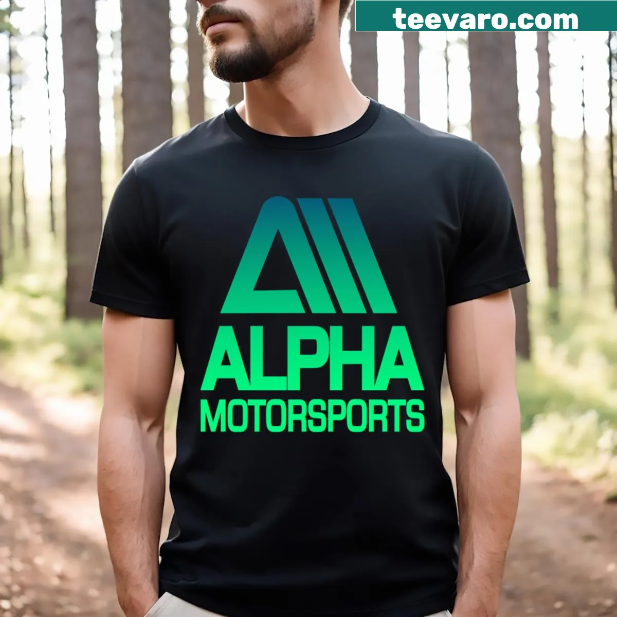 Stylish T-shirt featuring bold typography for motorsports fans — on a men's t-shirt