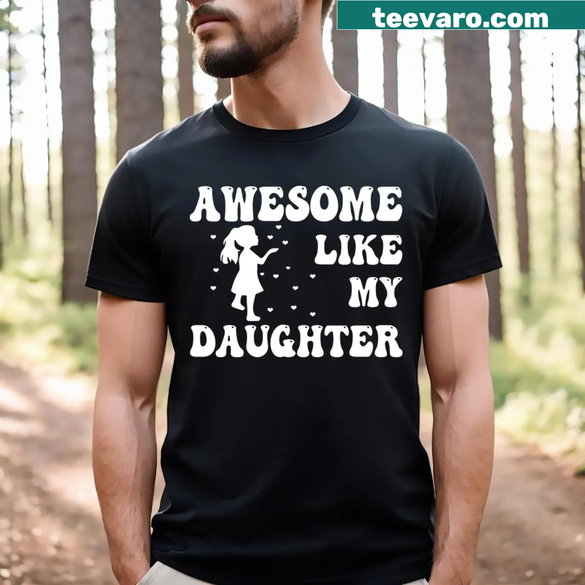 Distressed vintage T-shirt for dads with 'Awesome Like My Daughter' saying — on a men's t-shirt