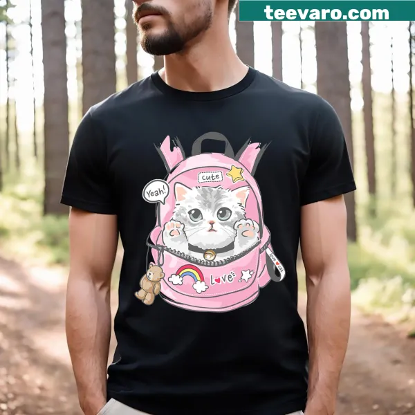Kawaii anime cat girls design on a funny T-shirt