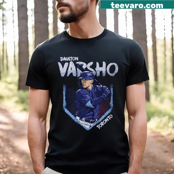 Typographical T-shirt featuring Daulton Varsho for baseball fans.