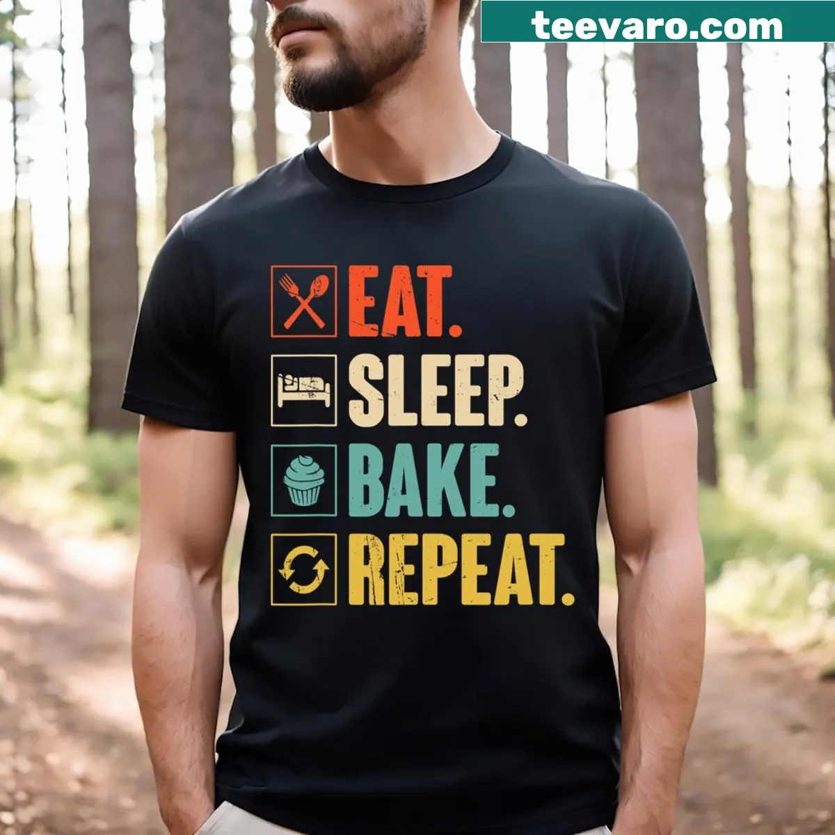 Funny baking phrase T-shirt for bakers with playful typography — on a men's t-shirt