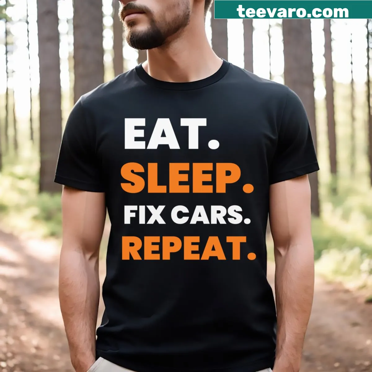 Funny car repair routine graphic on a T-shirt — on a men's t-shirt