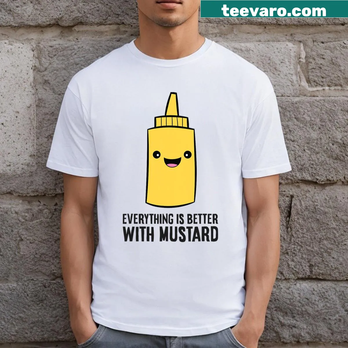 Funny mustard phrase graphic on a T-shirt — on a men's t-shirt