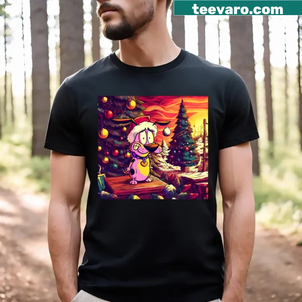 Cartoon holiday-themed T-shirt with festive animated graphics
