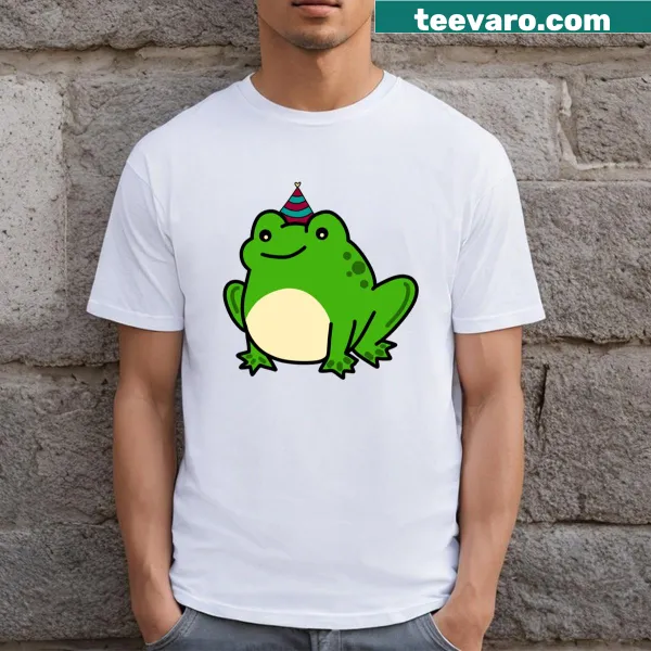 Cute birthday-themed T-shirt with froggy illustration