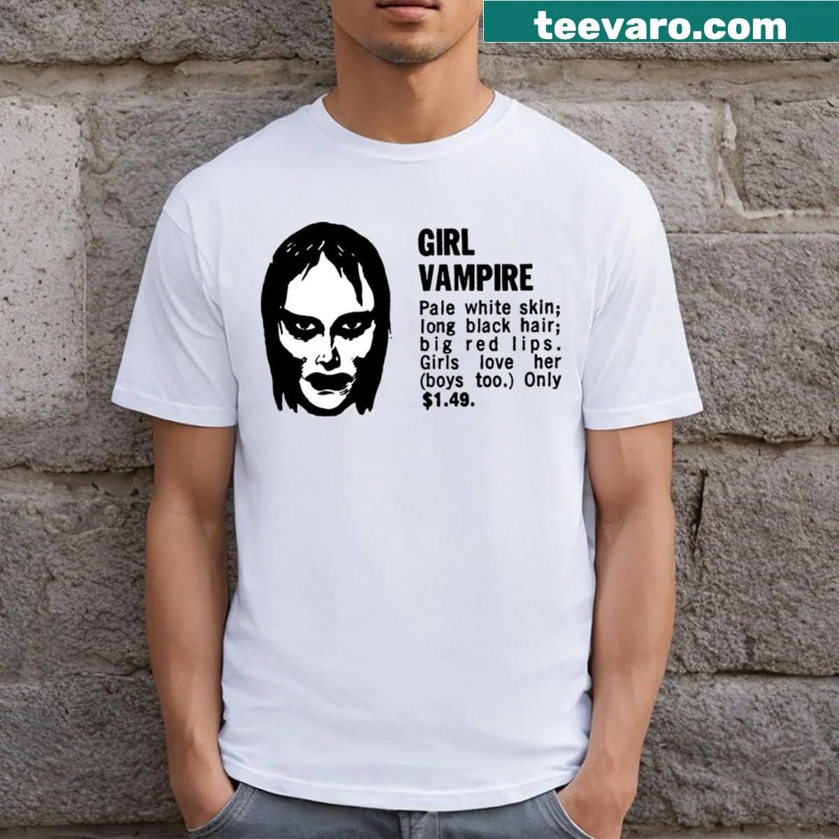 Cute Girl Vampire graphic T-shirt for teens. — on a men's t-shirt