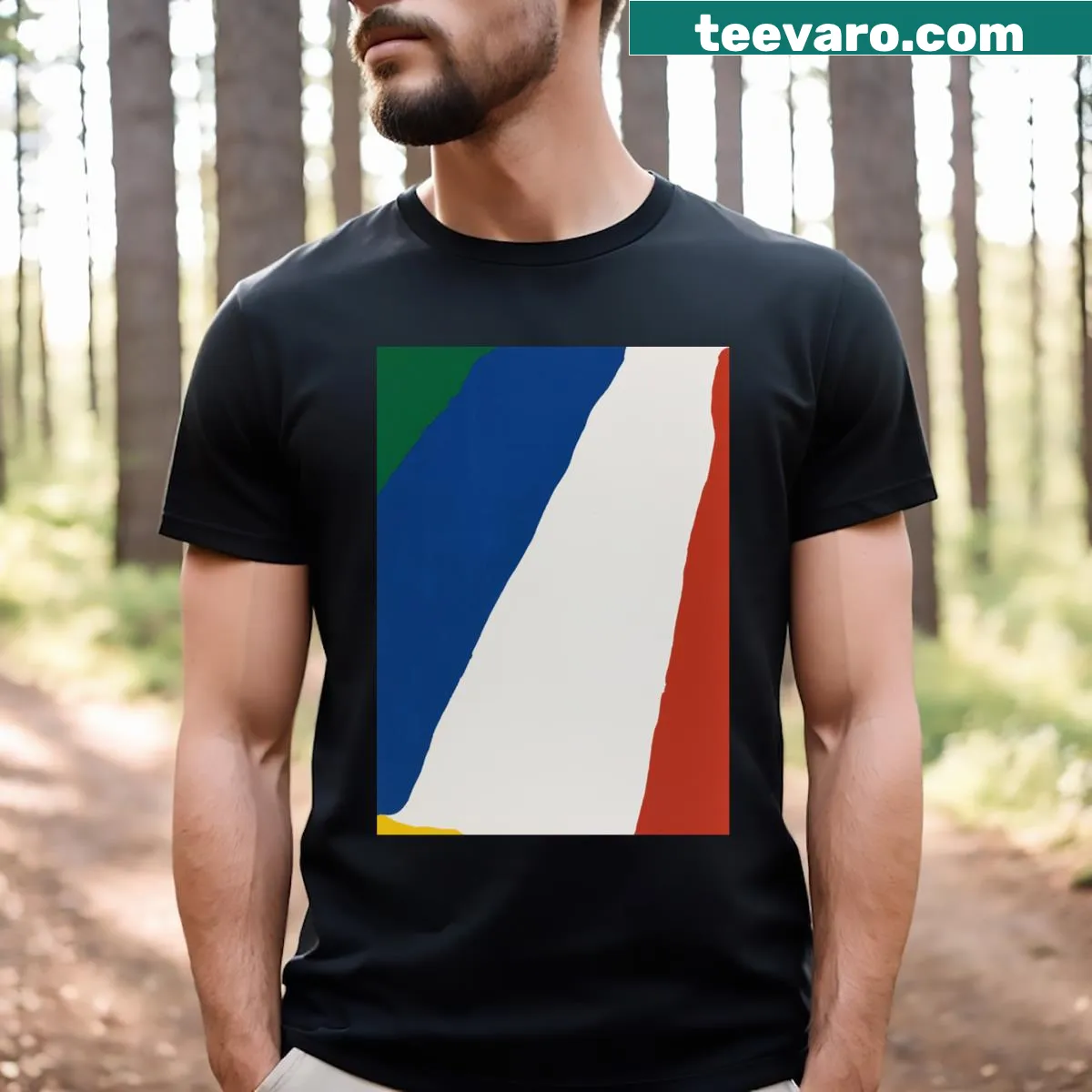 Artistic design inspired by Helen Frankenthaler on T-shirt — on a men's t-shirt