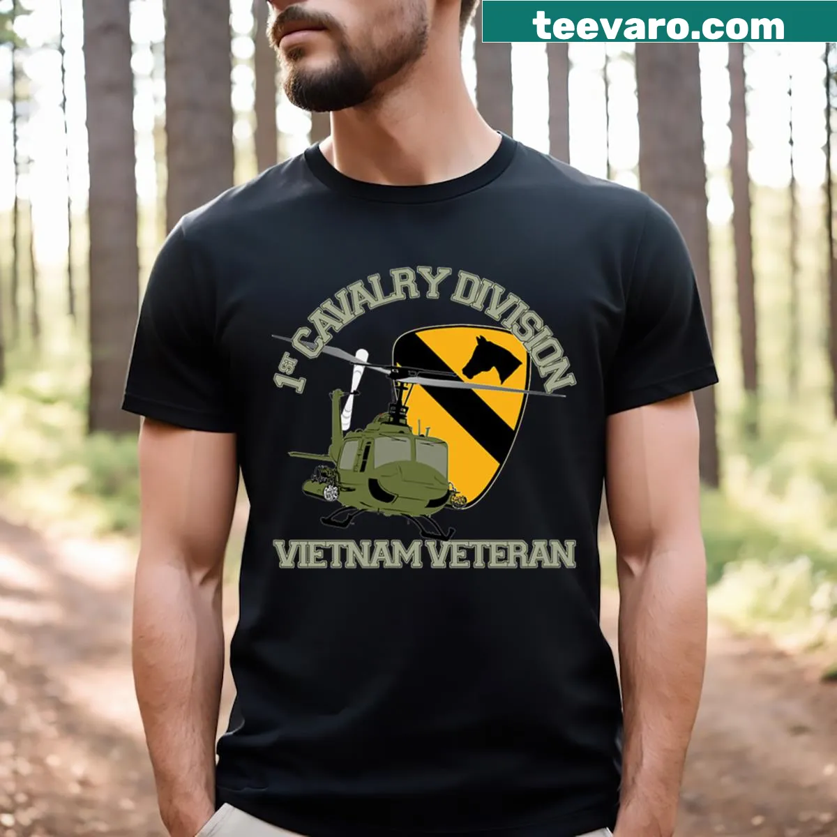 Illustrative Vietnam War Veteran tribute t-shirt for Memorial Day — on a men's t-shirt