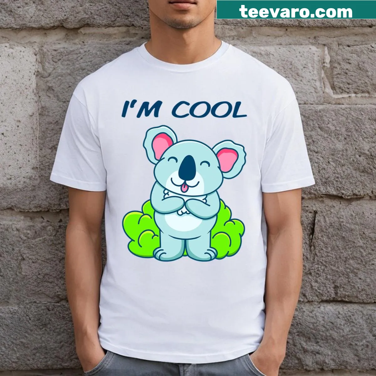 Cute illustration of a koala bear with the text 'I'm Cool' — on a men's t-shirt