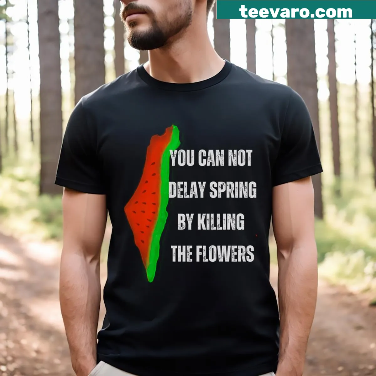 Inspirational t-shirt with the message about flowers and spring — on a men's t-shirt