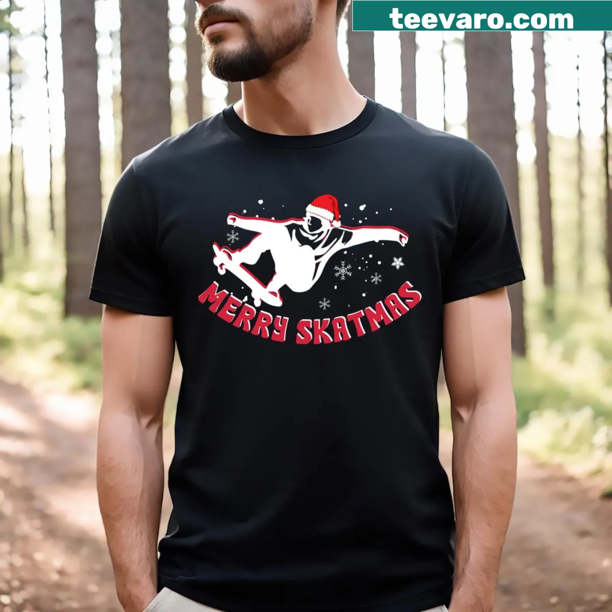 Skateboarder-themed Christmas quote graphic — on a men's t-shirt